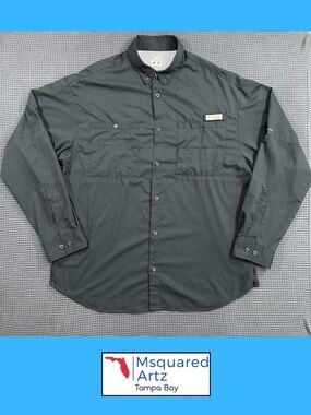 Columbia PFG Long Sleeve Fishing Shirt Mens Large Black Vented Omni Shade